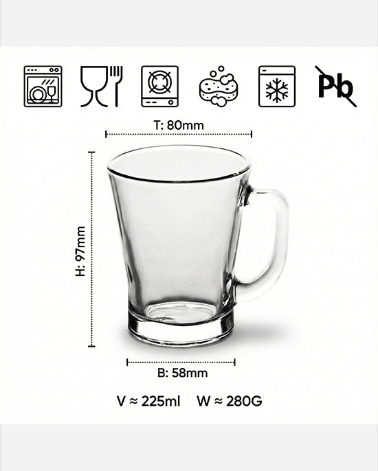 Cuisine Art Soda Lime Tea Mug Set 225ml 6Pc