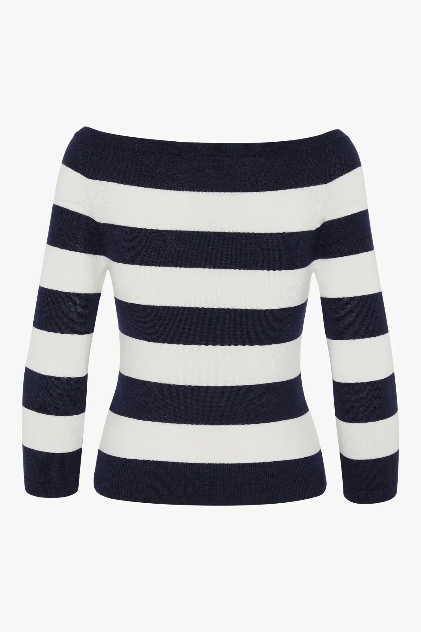 Heidi Slash Neck Knitted Jumper Merino Wool in Navy