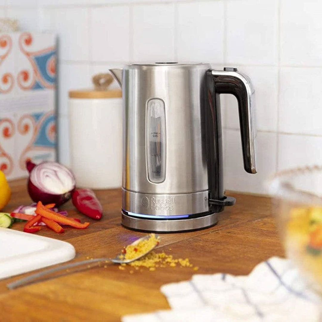 Russell Hobbs (24190) Compact Electric Kettle - 2200W, 0.8L, Auto Shut Off, Removable Filter, Illuminating, Stainless Steel - Up To 3-Year Warranty
