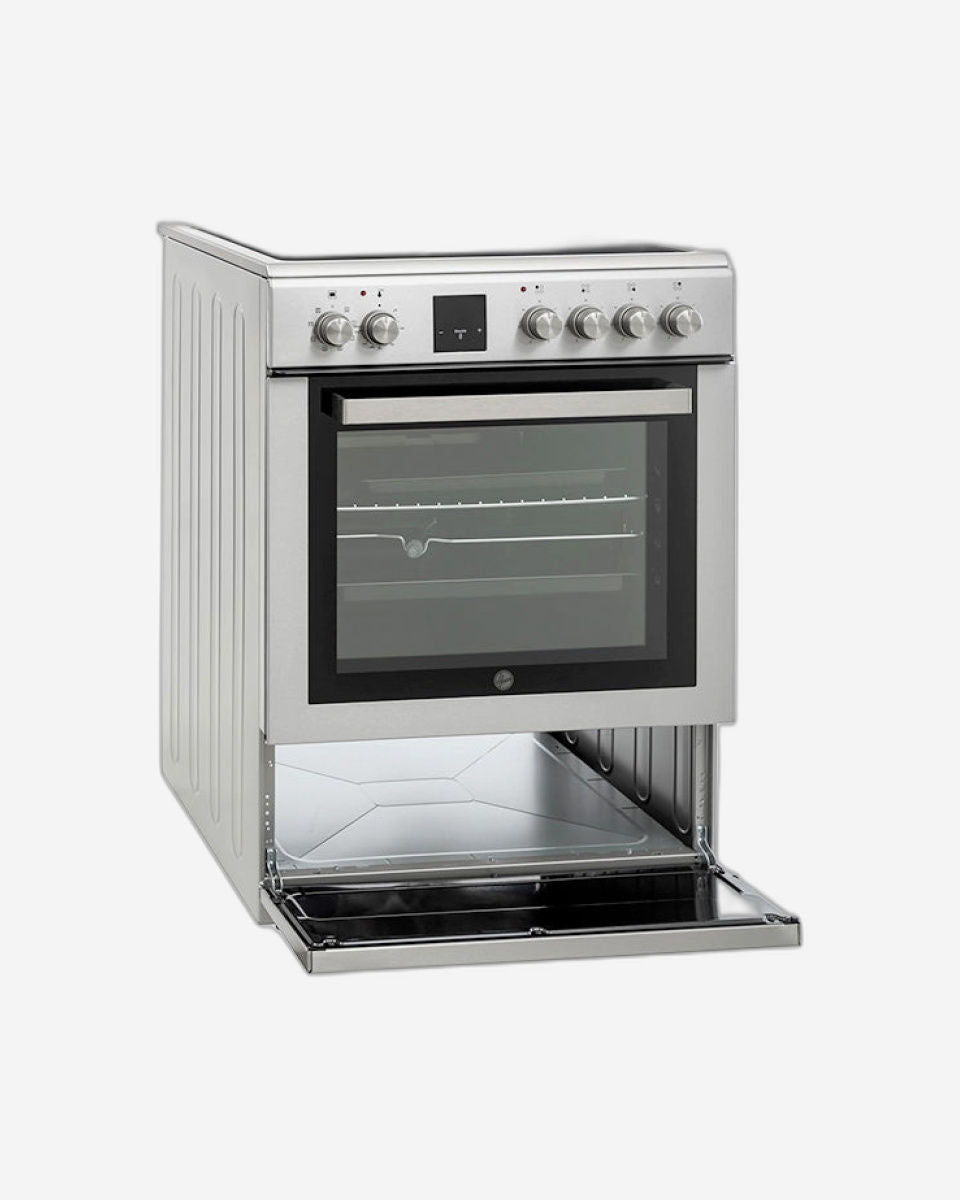 Hoover Free Standing 60x60 Cm Ceramic/Electric Cooker, 65L Electric Oven, Double-Glazed Door, With Child Lock, Made In Turkey 1 Year Manufacturer, Inox Finish- HVC-V64E-SP