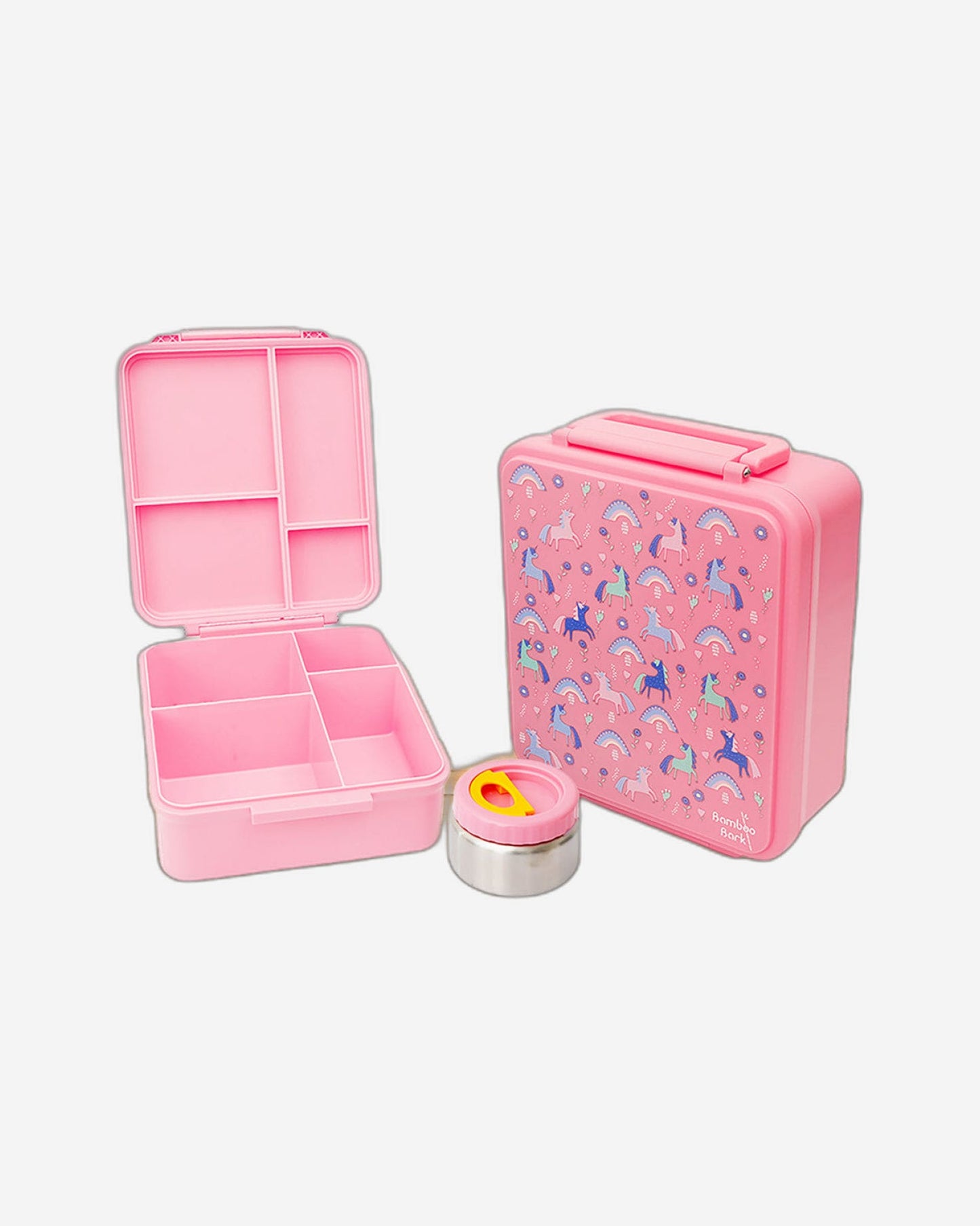 Bamboo Bark Lunch Box Pink Large Unicorn Print