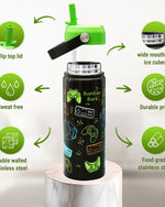 Bamboo Bark Water Bottle 500 ml for kids Gaming Print
