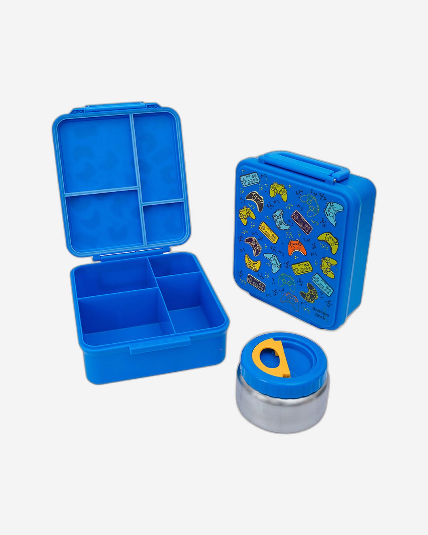 Bamboo Bark Lunch Box Blue Large Gaming Print