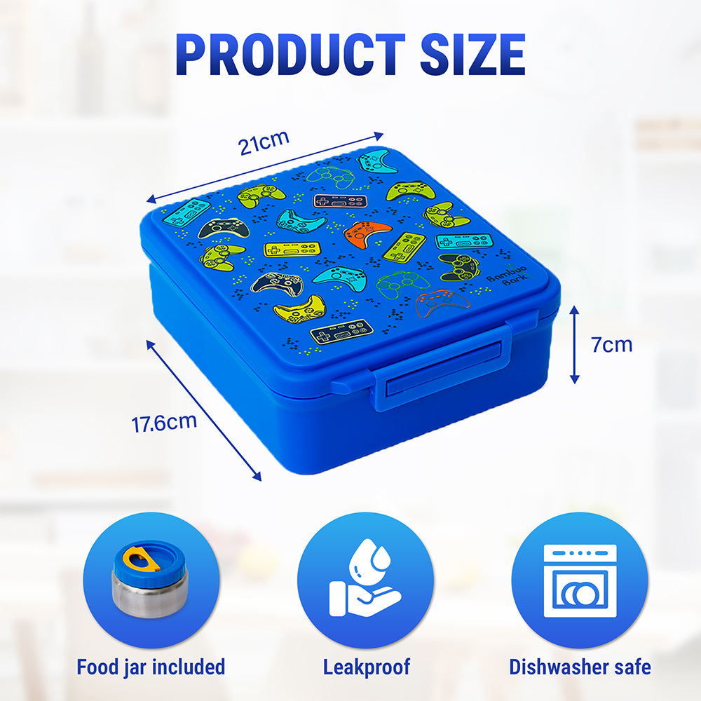 Bamboo Bark Lunch Box Blue Large Gaming Print