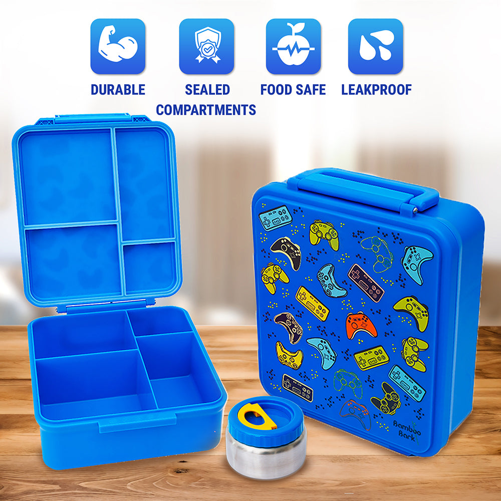 Bamboo Bark Lunch Box Blue Large Gaming Print