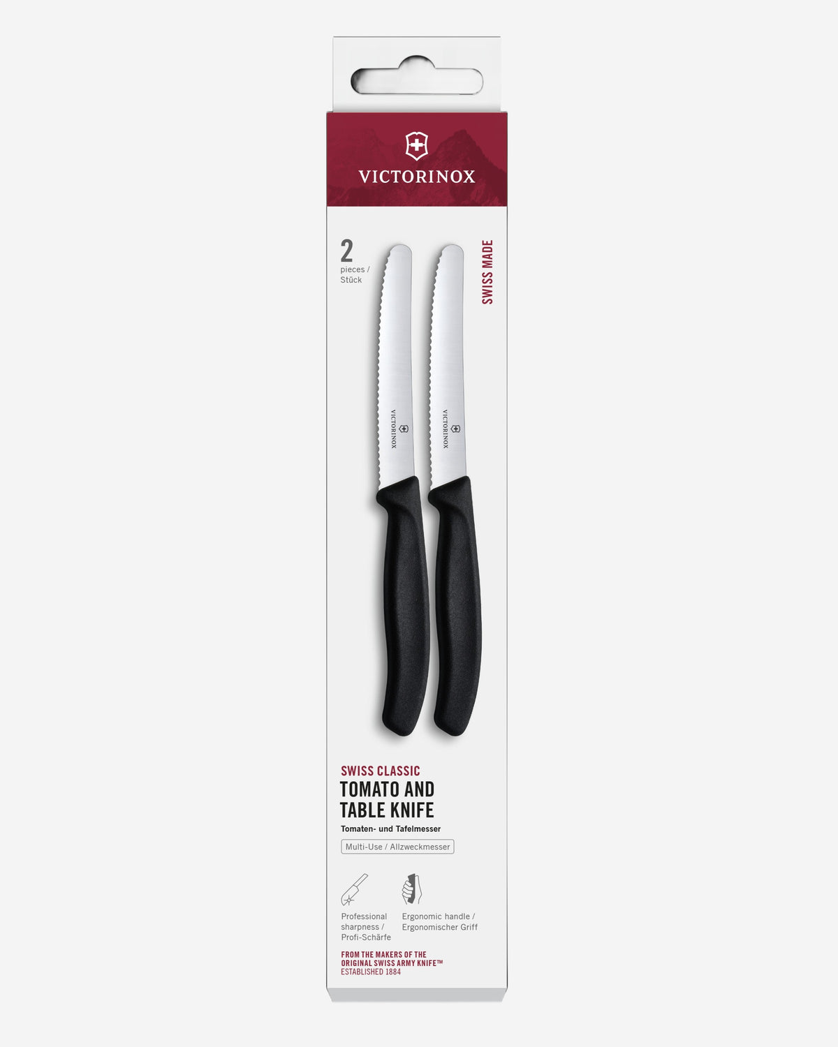 Swiss Classic Tomato & Table Knife Set, 2pieces 11Cm Wavy Black Box