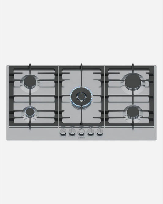 Bosch Gas Hob 5 Burners Wok Cast Iron Steel