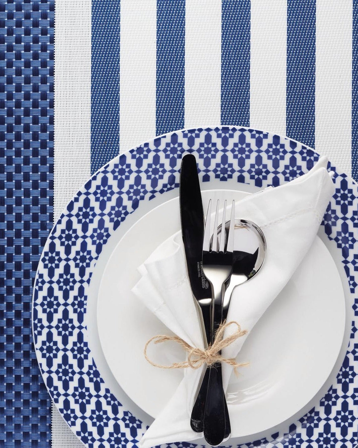 Kitchen Craft Woven Placemat Blue Stripe 30x45cm