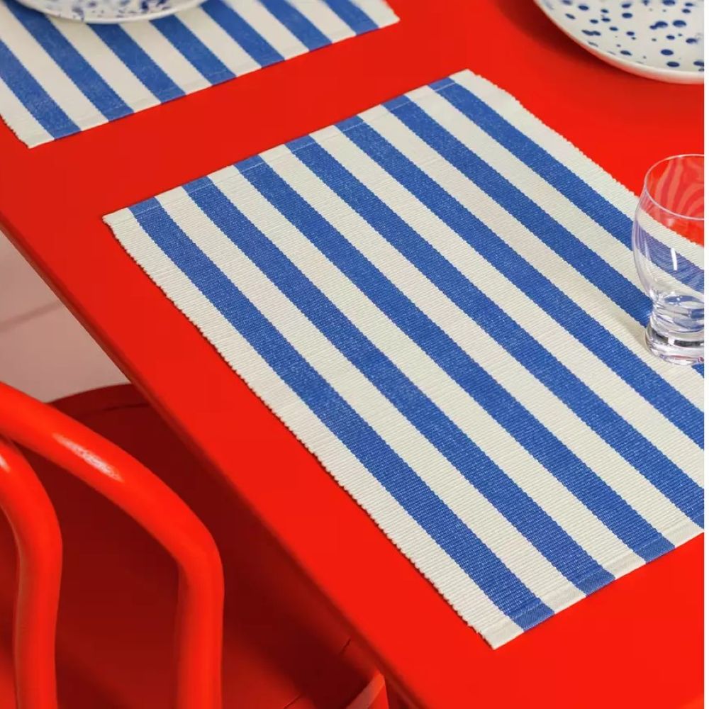 Kitchen Craft Woven Placemat Blue Stripe 30x45cm