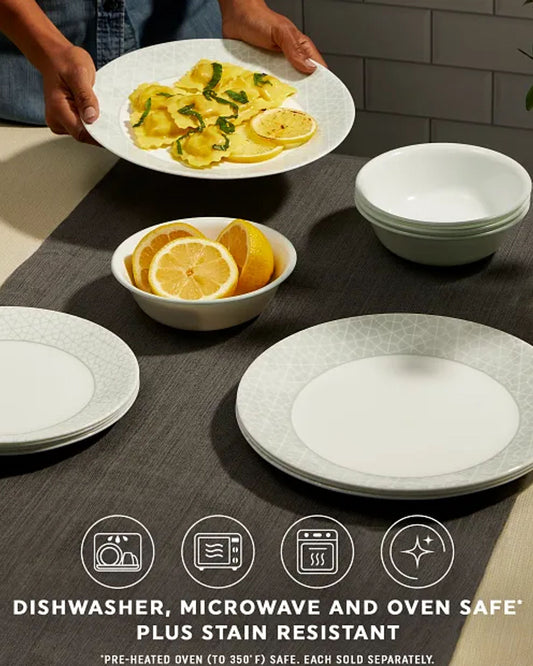 Corelle Knox 12-piece Dinnerware Set, Service for 4. (1150440) - Includes 4 x Dinner Plates, Side Plates & Bowls