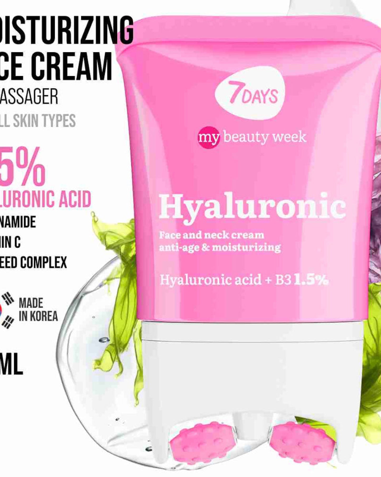7DAYS Face Hydrating Cream with Hyaluronic Acid - Korean Skincare Face Moisturizer 80ml