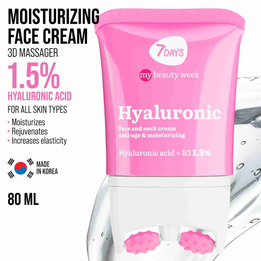 7DAYS Face Hydrating Cream with Hyaluronic Acid - Korean Skincare Face Moisturizer 80ml