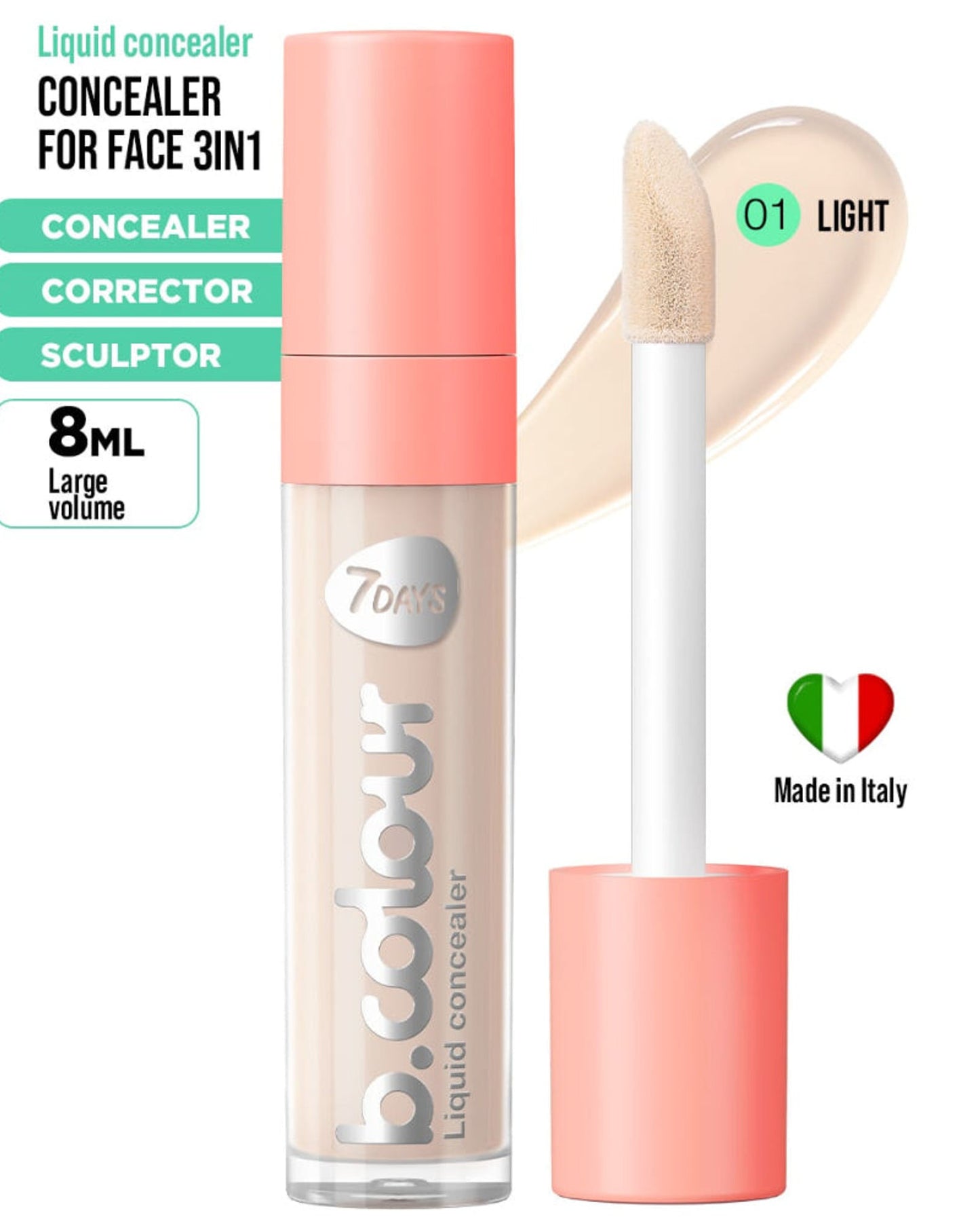 7DAYS B.COLOUR Face & Eye Concealer 01 Light