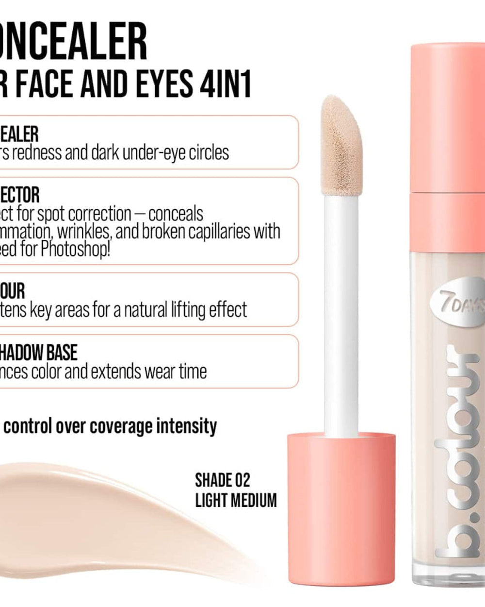 7DAYS B.COLOUR Face & Eye Concealer 02 Light Medium