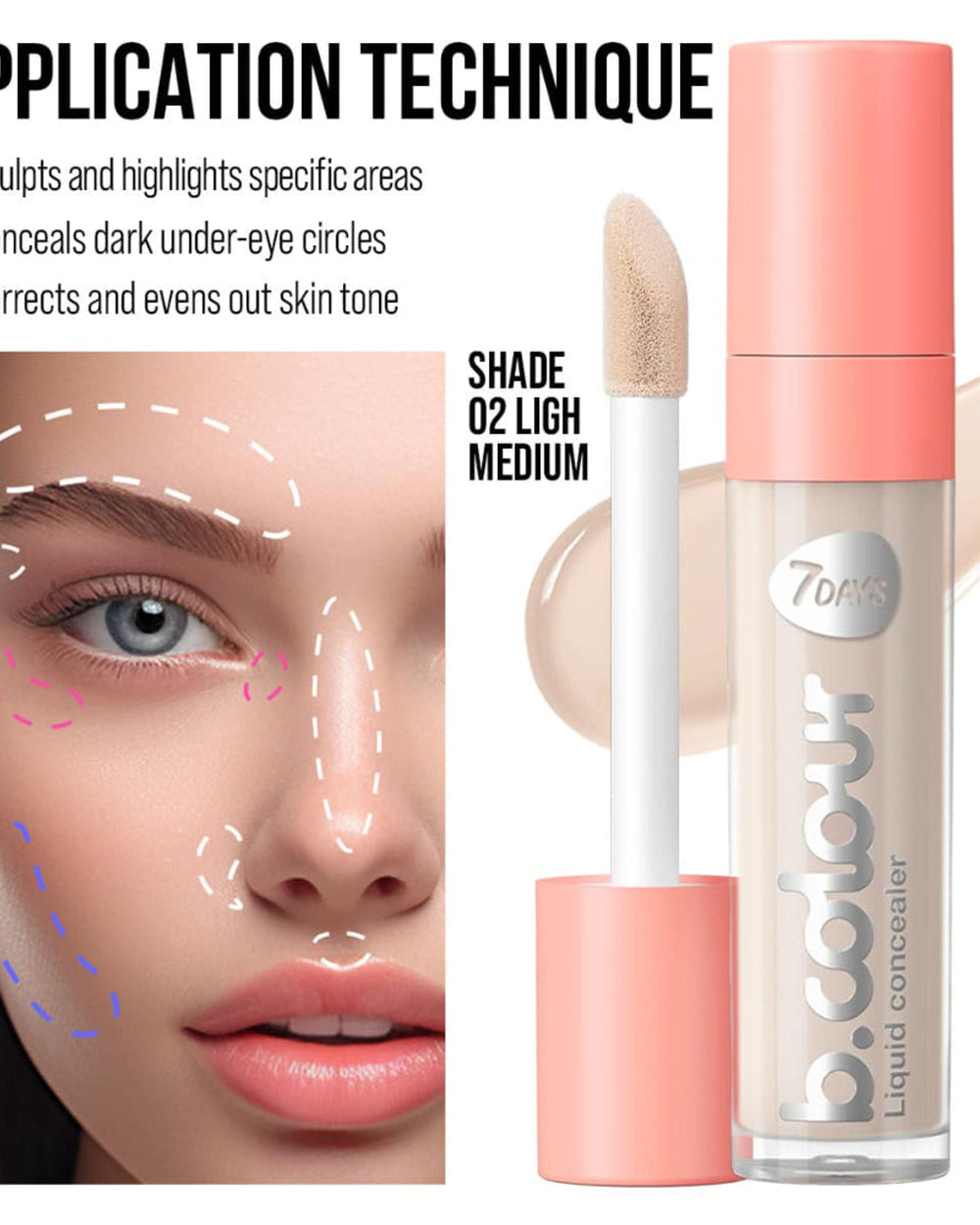 7DAYS B.COLOUR Face & Eye Concealer 02 Light Medium