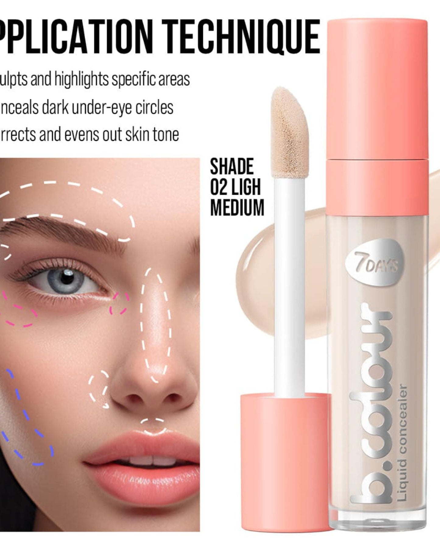 7DAYS B.COLOUR Face & Eye Concealer 02 Light Medium