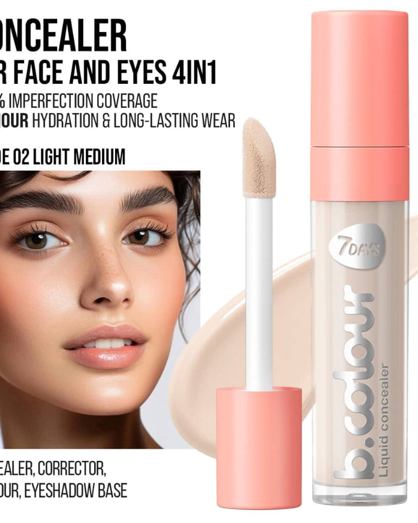 7DAYS B.COLOUR Face & Eye Concealer 02 Light Medium