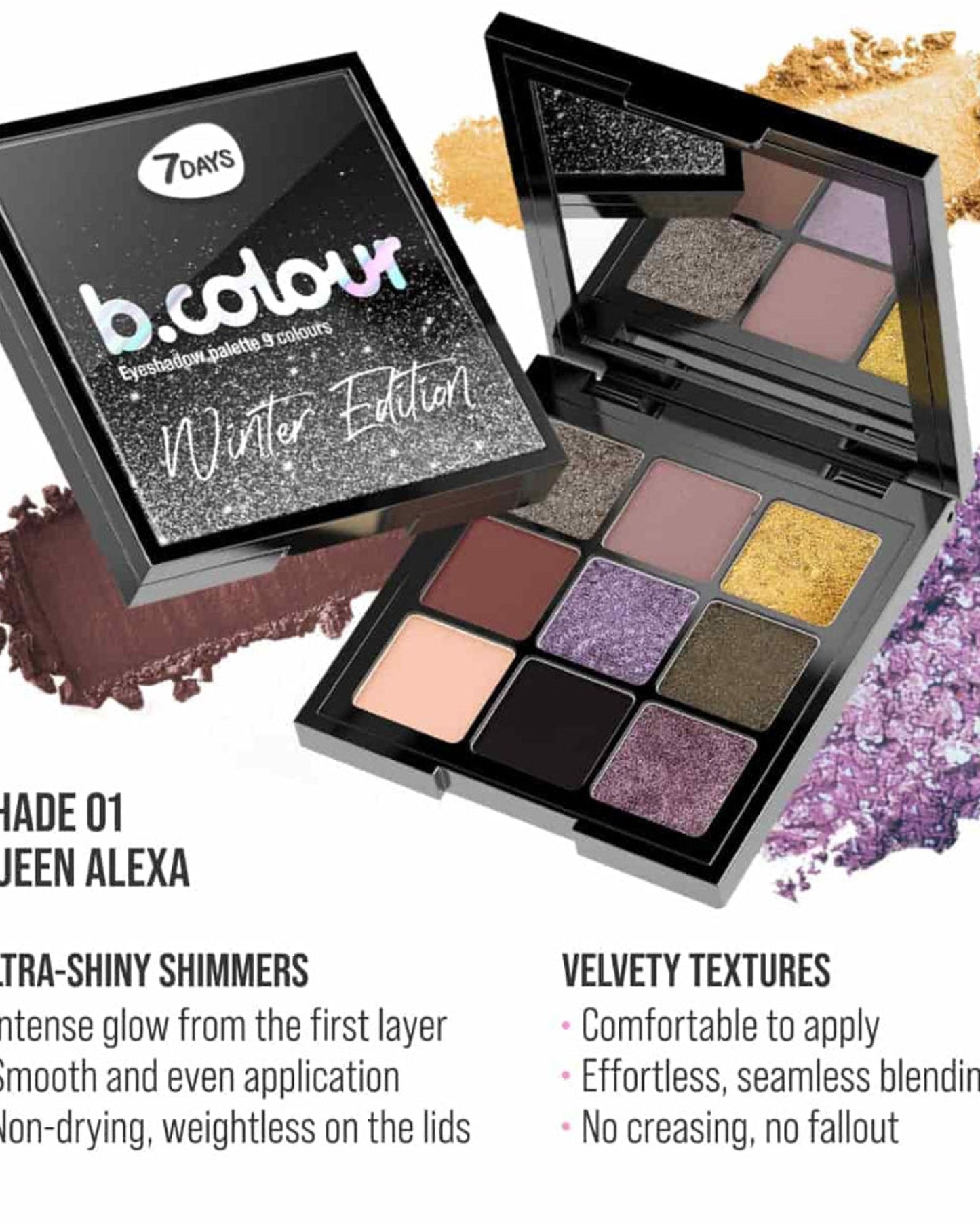 7DAYS B.COLOUR Eyeshadow Palette - 01 Queen Alexa Winter Edition