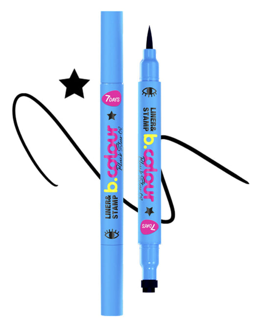7DAYS CUTE Dual-Ended Eyeliner Pen with Star Stamp - Waterproof Black Liquid Eyeliner Marker