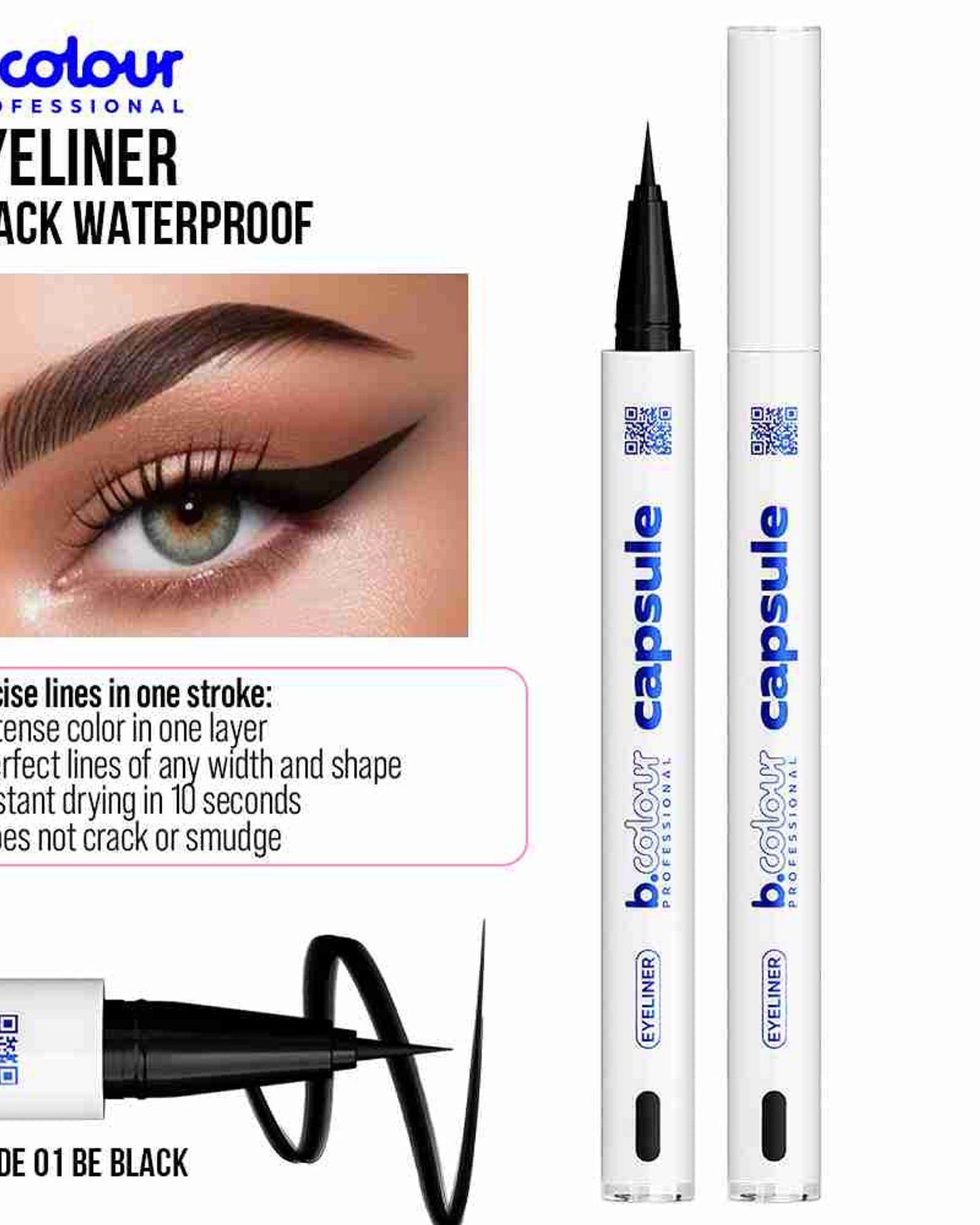 B.COLOUR PROFESSIONAL Waterproof Liquid Eyeliner 01 Be Black