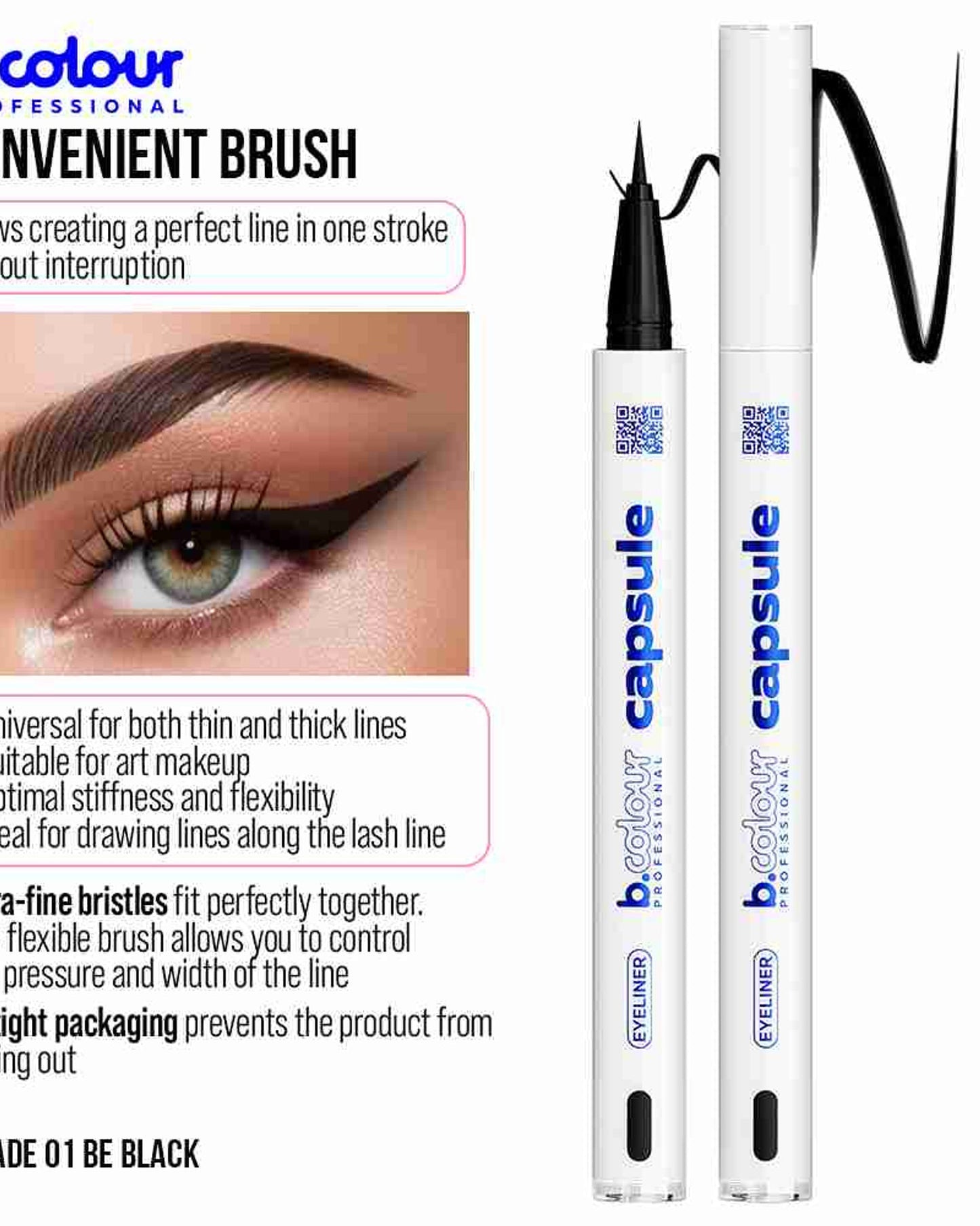 B.COLOUR PROFESSIONAL Waterproof Liquid Eyeliner 01 Be Black