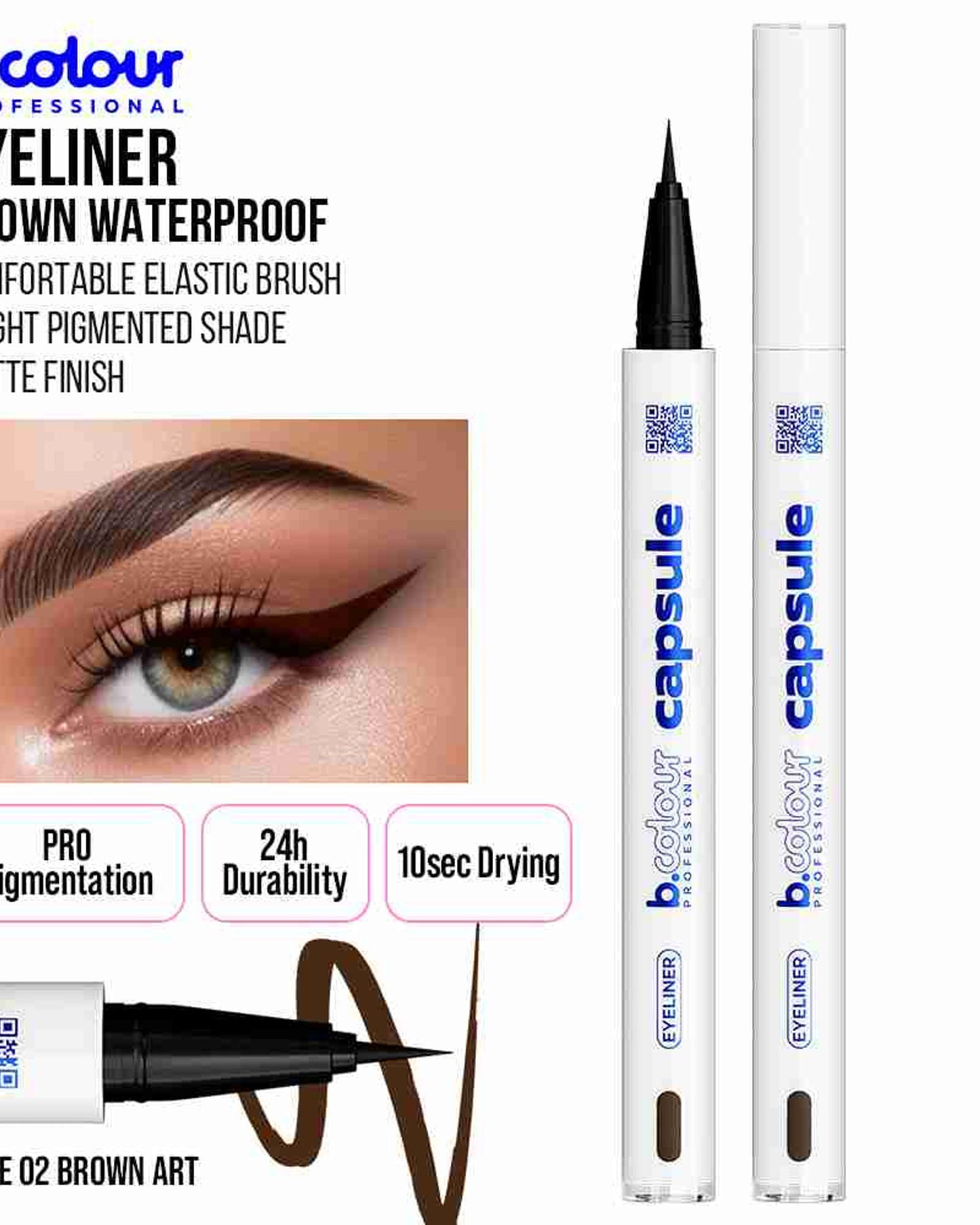 B.COLOUR PROFESSIONAL Waterproof Brown Liquid Eyeliner 02 Brown Art