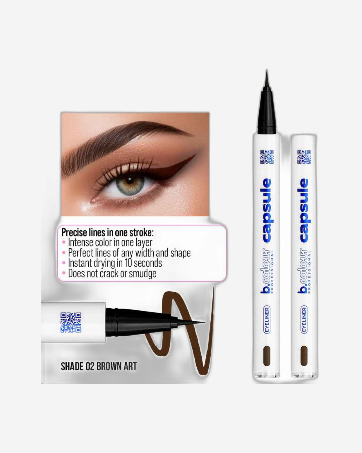 B.COLOUR PROFESSIONAL Waterproof Brown Liquid Eyeliner 02 Brown Art