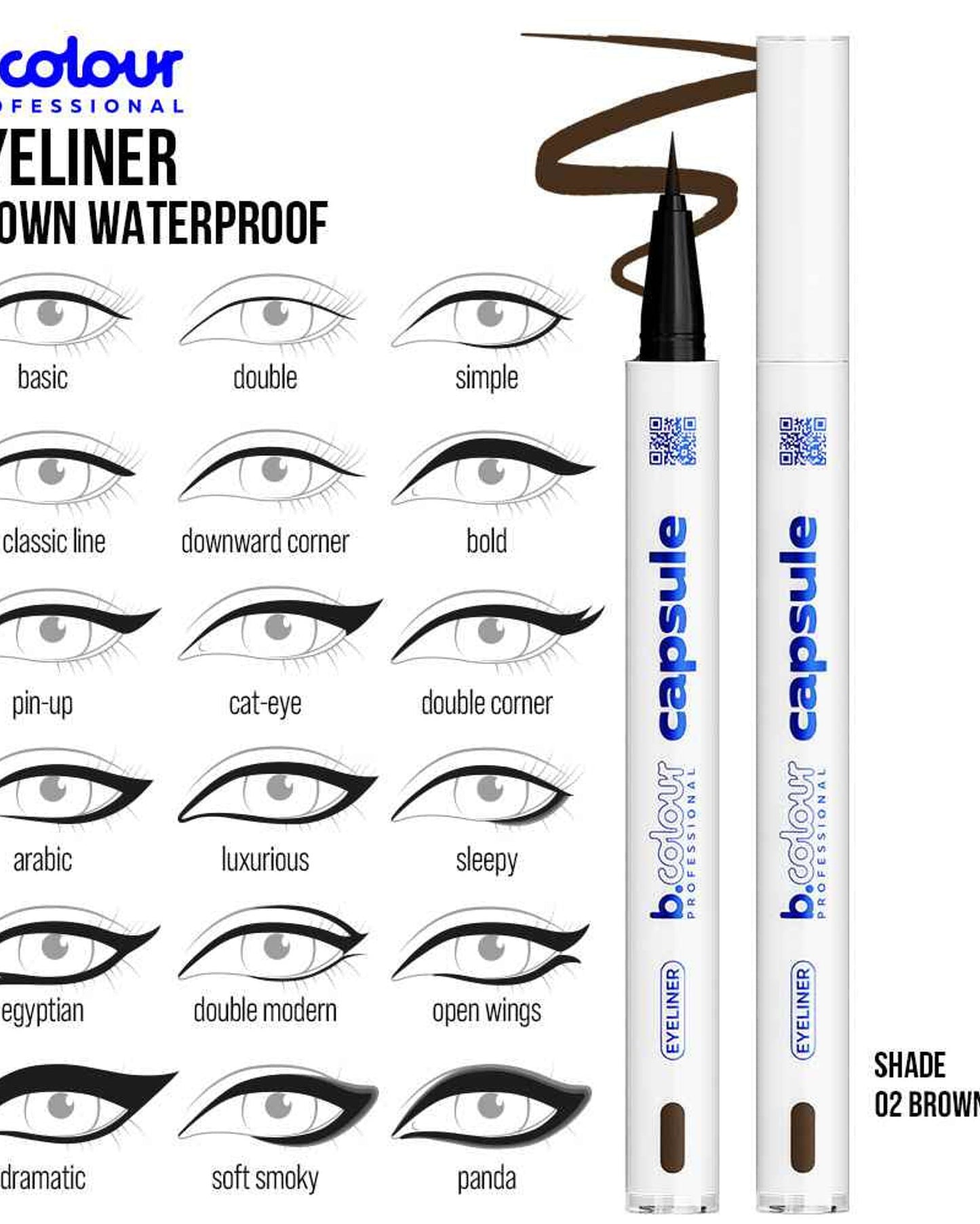 B.COLOUR PROFESSIONAL Waterproof Brown Liquid Eyeliner 02 Brown Art