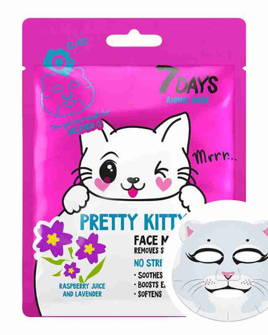 7DAYS Pretty Kitty Face Mask (1 Pack) - Hydrating, Nourishing, Lifting & Brightening