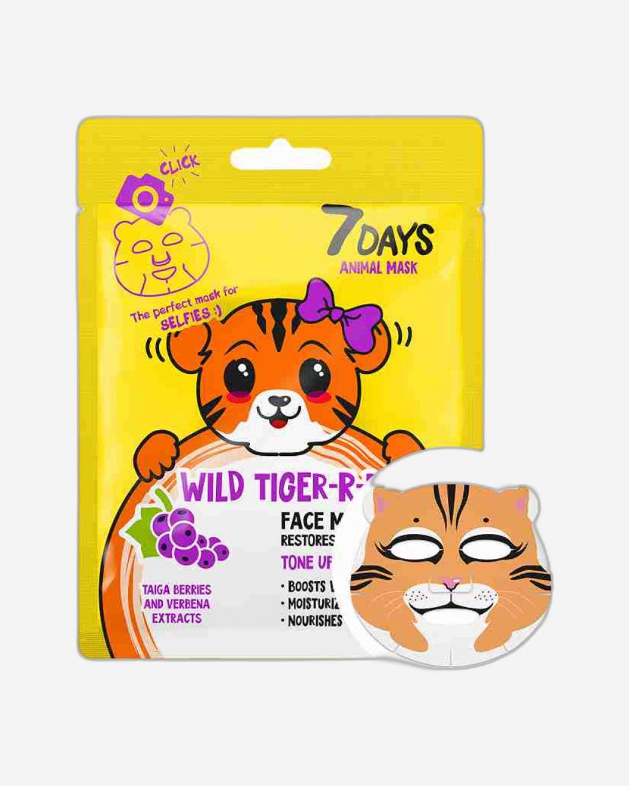 7DAYS Wild Tiger Face Mask (1 Pack) - Hydrating, Nourishing, Lifting & Toning