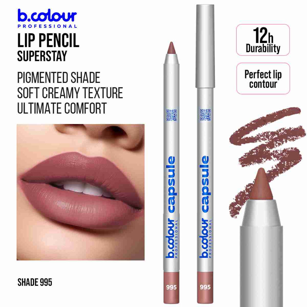 B.COLOUR PROFESSIONAL Lip Liner 995 - Long-Lasting Brown Matte Lip Pencil