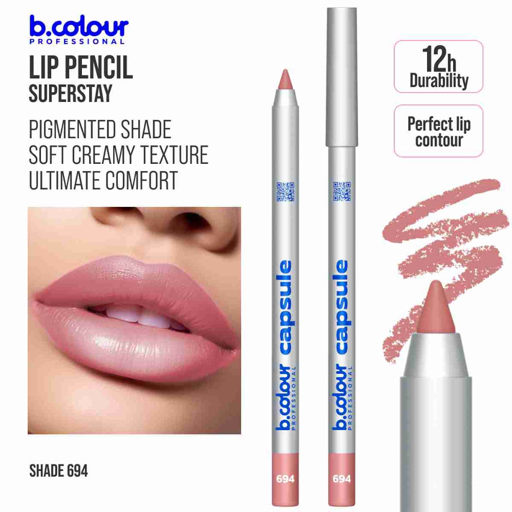 B.COLOUR PROFESSIONAL Lip Liner 694 - Long-Lasting Nude Matte Lip Pencil