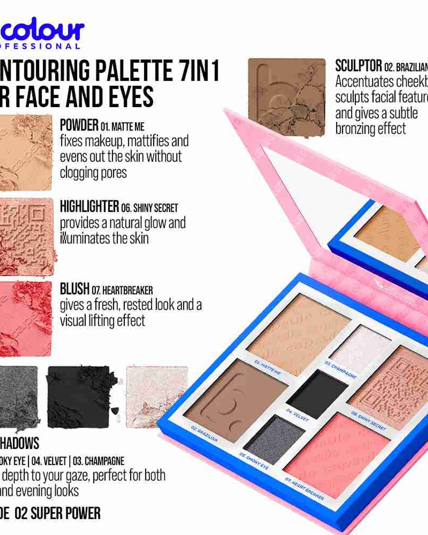 B.COLOUR PROFESSIONAL Super Power 7-in-1 Face Palette
