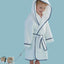 Christy Mini Hooded Bath Robe White/Denim Blue