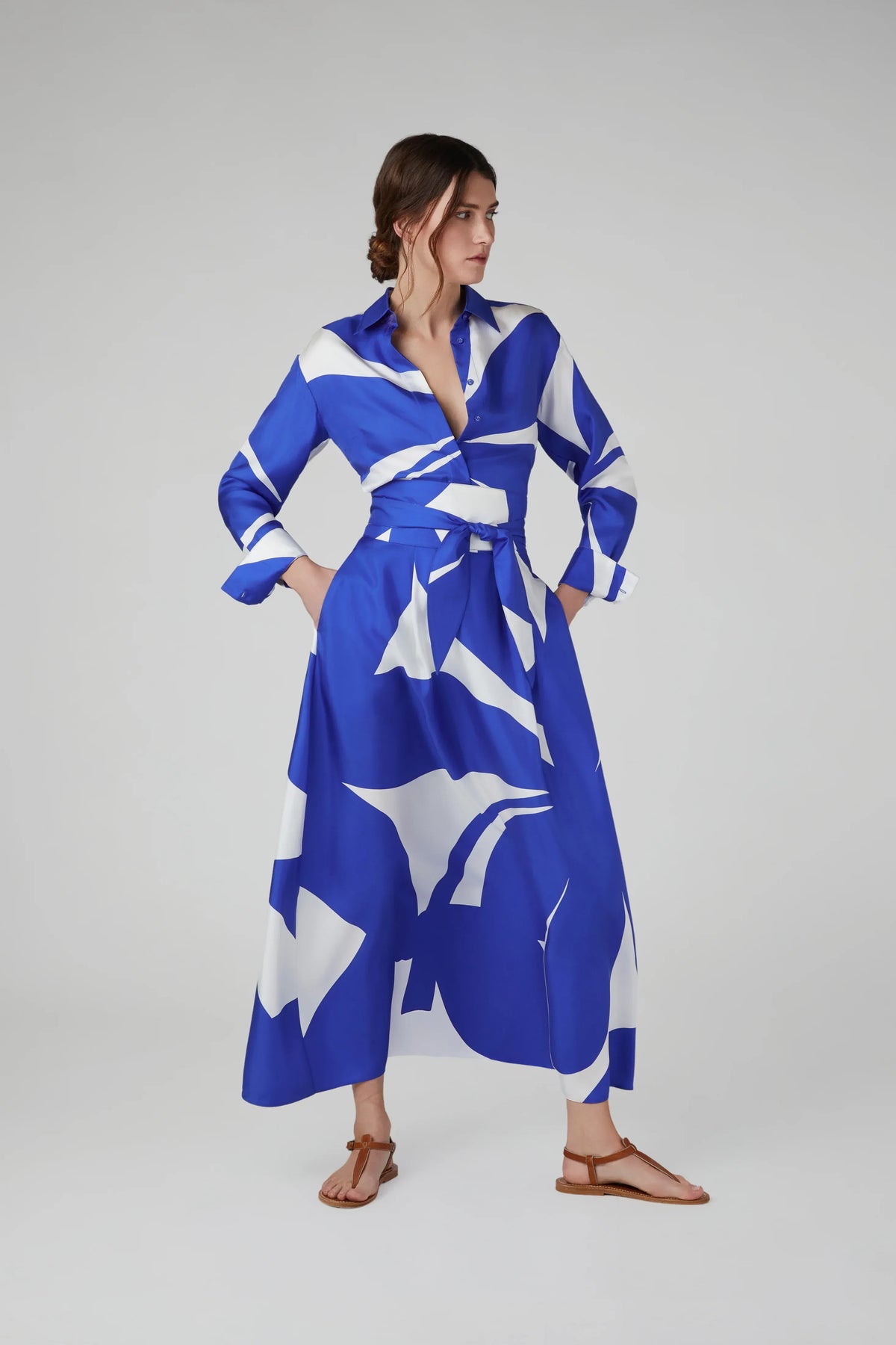 Gail Silk Twill Printed Maxi Skirt in Black