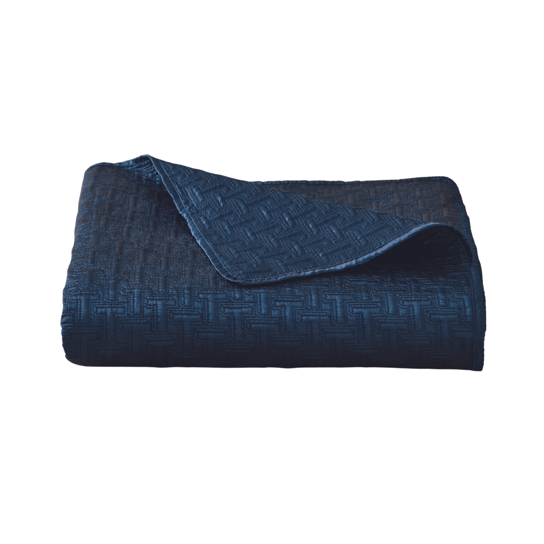 Ted Baker "T" Quilted Bedspread and Pillow Shams in Navy