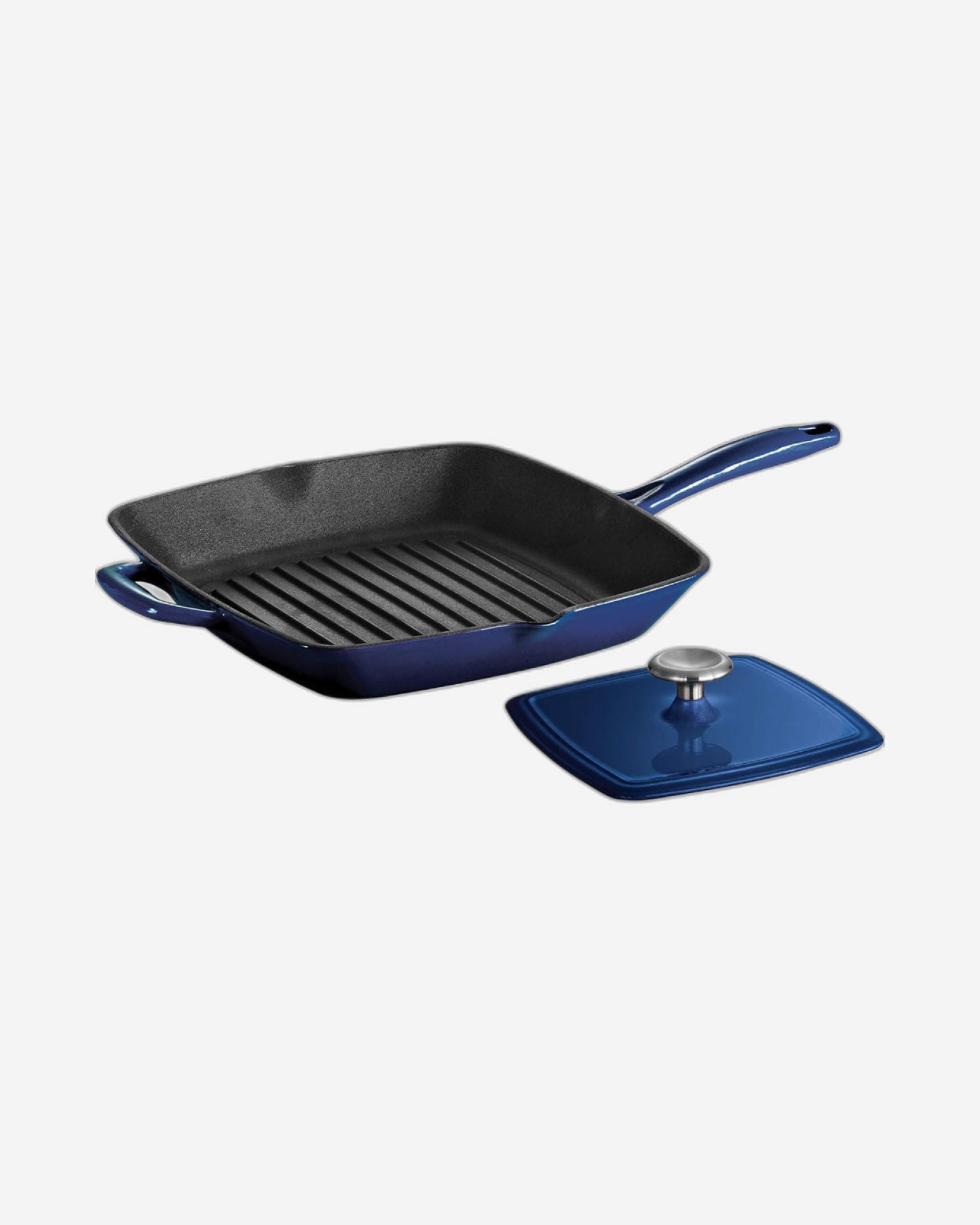 Tramontina Brazil  Series 1000 11 Inches Cobalt Enameled Cast Iron Grill with Press