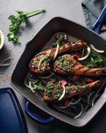 Tramontina Brazil  Series 1000 11 Inches Cobalt Enameled Cast Iron Grill with Press