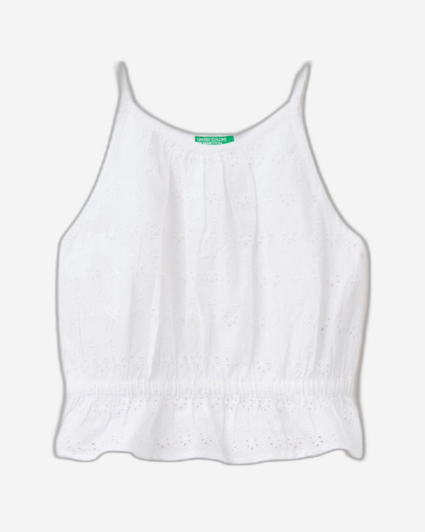 Top with broderie anglaise embroidery