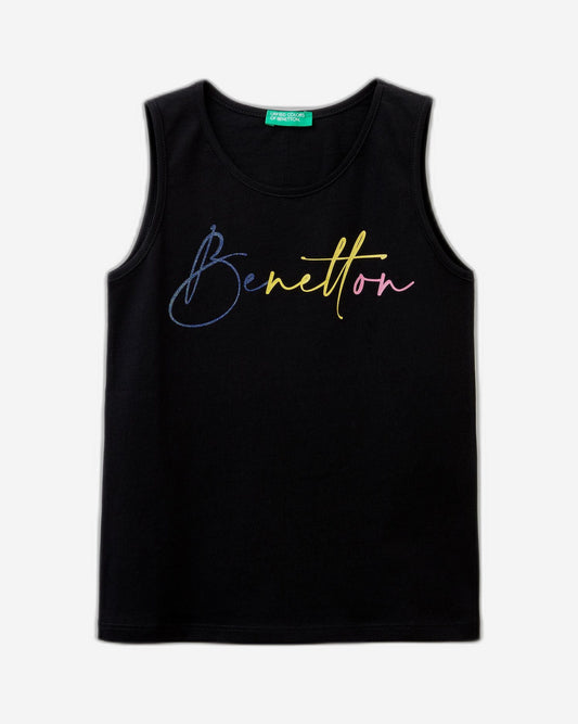 Tank top with glittery logo print