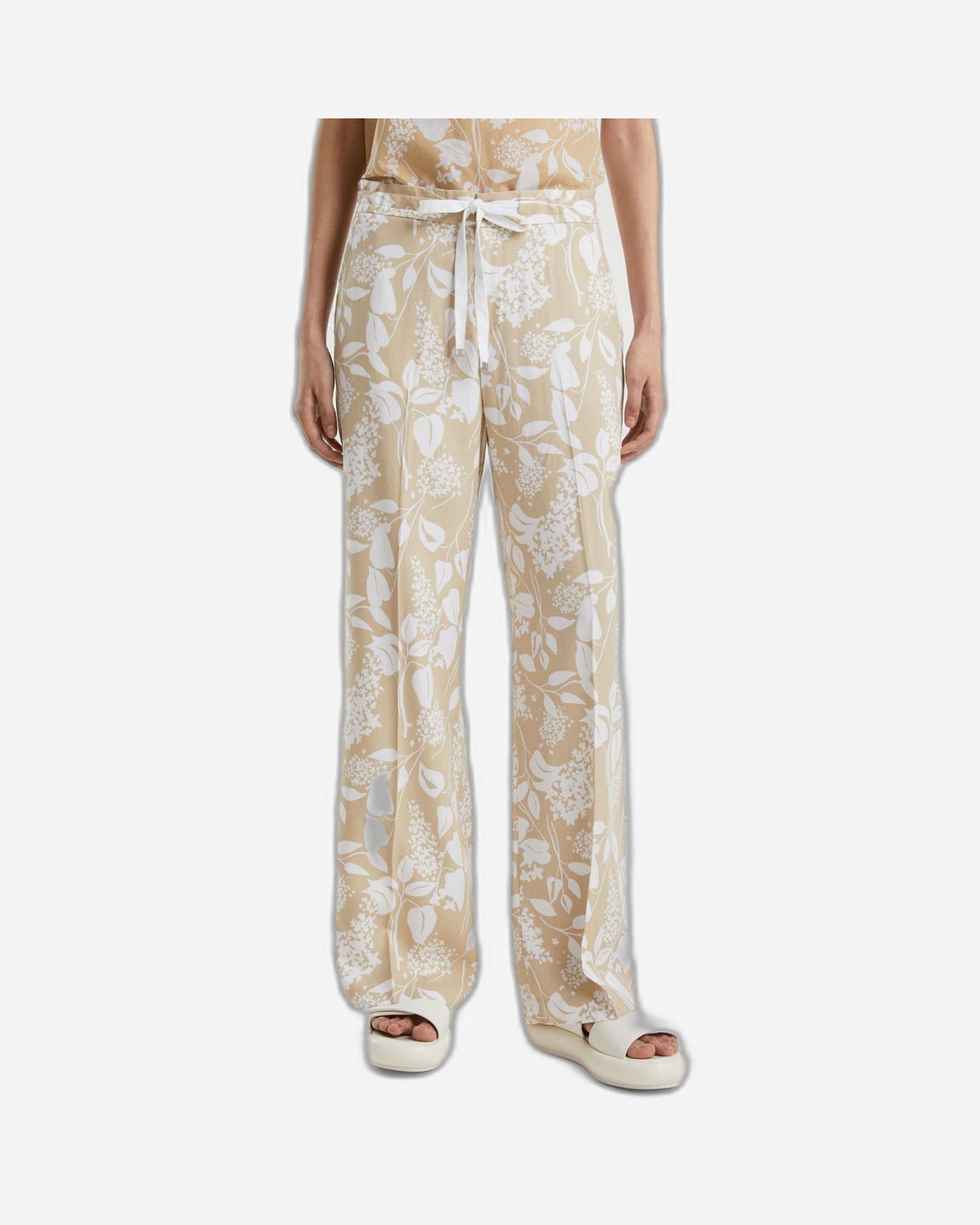 Printed trousers with drawstring
