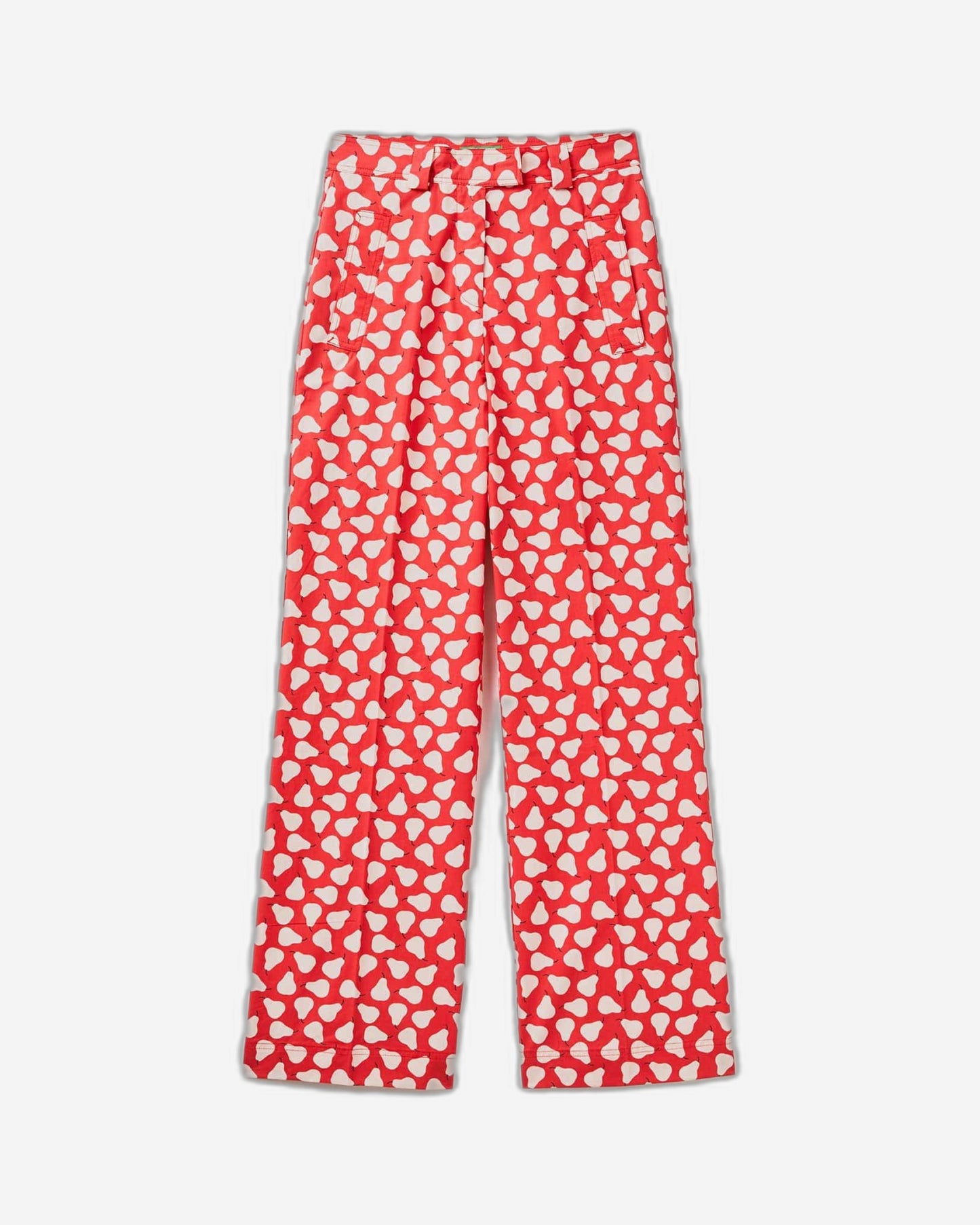 Red palazzo trousers with pear pattern