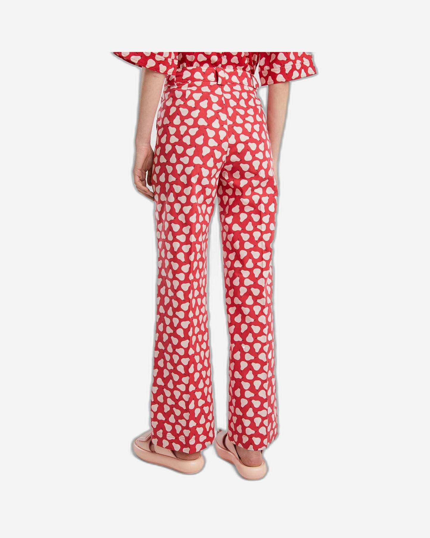 Red palazzo trousers with pear pattern