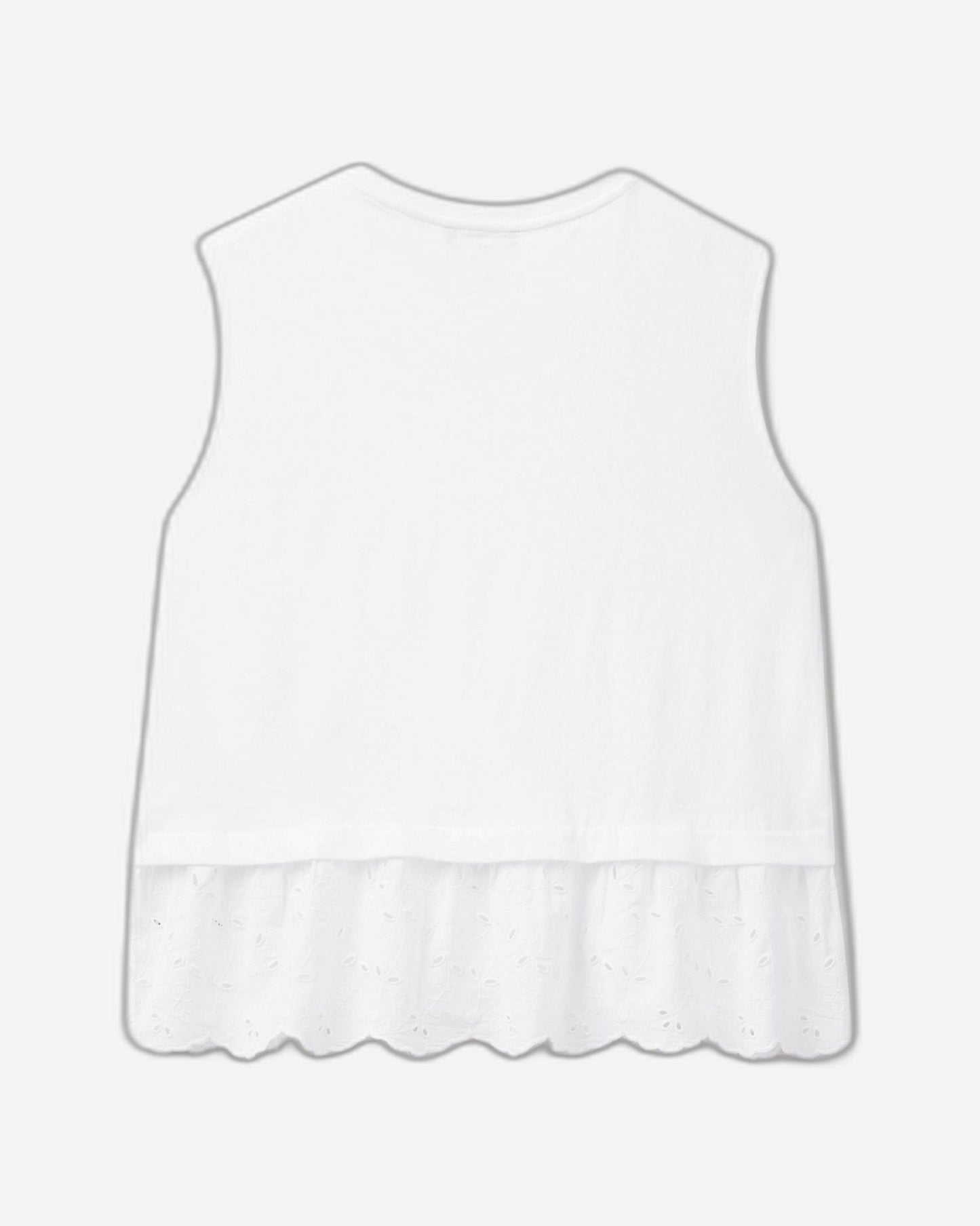 Tank top with broderie anglaise flounce