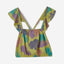 Tie-dye look crop top with rouches