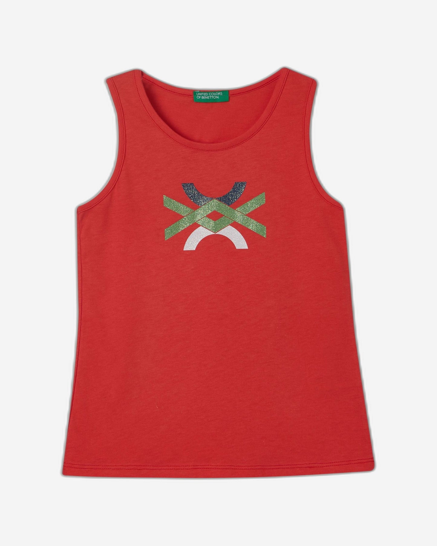 Tank top with glittery logo print