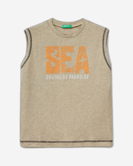 Marl tank top with slogan