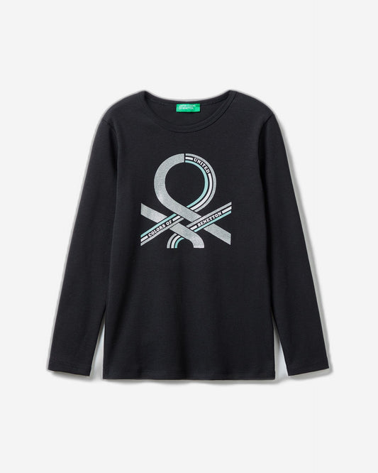 Long sleeve t-shirt with glitter print