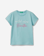 T-shirt with glittery logo in organic cotton