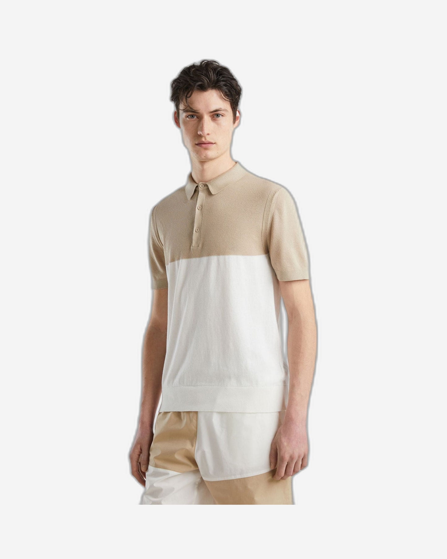 Knit color block polo